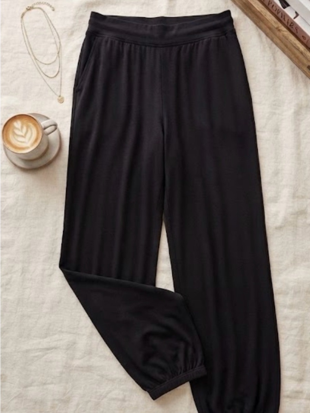 Eileen Fisher Black Relaxed Pull-On Track Pants — Harem Pants Size M